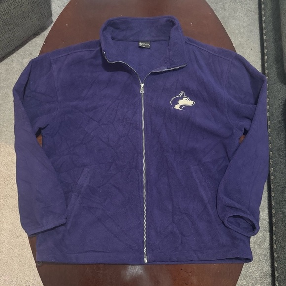 Vtg Washington Huskies Full Zip Sweatshirt Purple Sz M Fleece Embroidered Logo